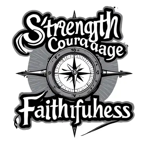 "Strength Courage Faithfulness " Compass tattoo design idea