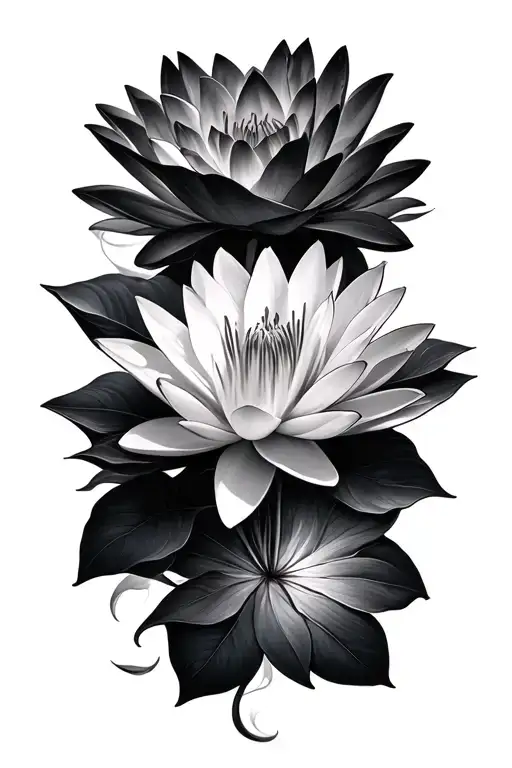 waterlily flowers intertwined with smoke  tattoo design idea