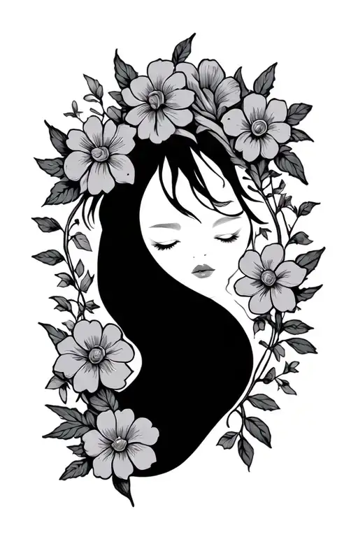 sleep token band logo flowers surrounding tattoo design idea