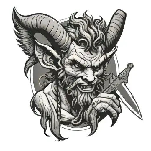Satyr with a knife tattoo design idea
