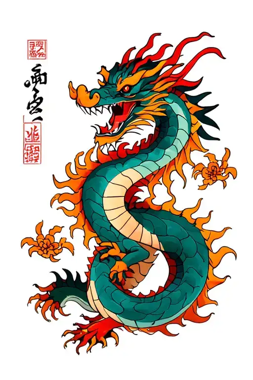 evil dragon chinese tattoo design idea