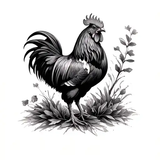Black Rooster tattoo design idea