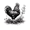 Black Rooster tattoo design idea