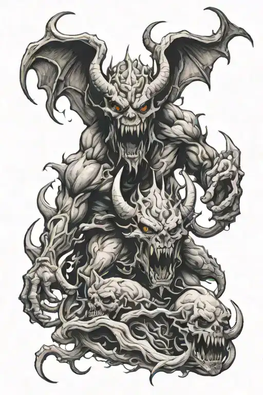Demons rising from hell tattoo design idea