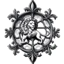 Notre Dame Rose Window and Lion and Fleur De Lys tattoo design idea