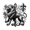 Notre Dame Rose Window and Lion and Fleur De Lys tattoo design idea