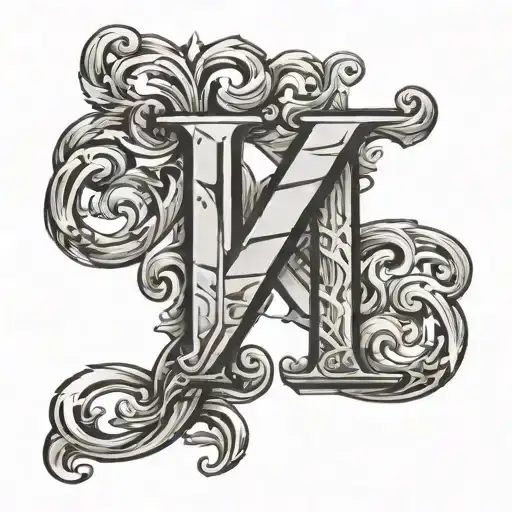 the letters K, J and M overlapping each other tattoo design idea
