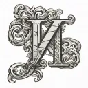 the letters K, J and M overlapping each other tattoo design idea