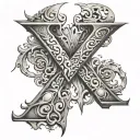 the letters K, J and M overlapping each other tattoo design idea