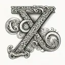 the letters K, J and M overlapping each other tattoo design idea