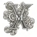 the letters K, J and M overlapping each other tattoo design idea