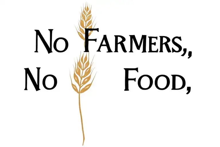 Ear of grain wit Text "No Farmers, No Food" tattoo design idea