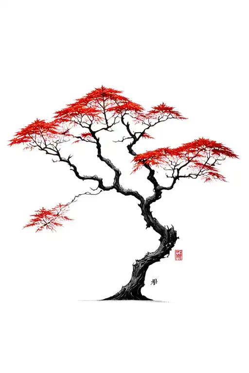 Japanese maple tree tattoo design idea