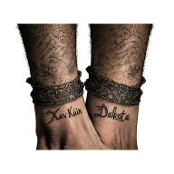 "Xavior, Kain, Dakota" ankle bracelet of names on the ankle tattoo design idea
