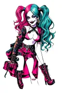 Gothic Harley Quin tattoo design idea