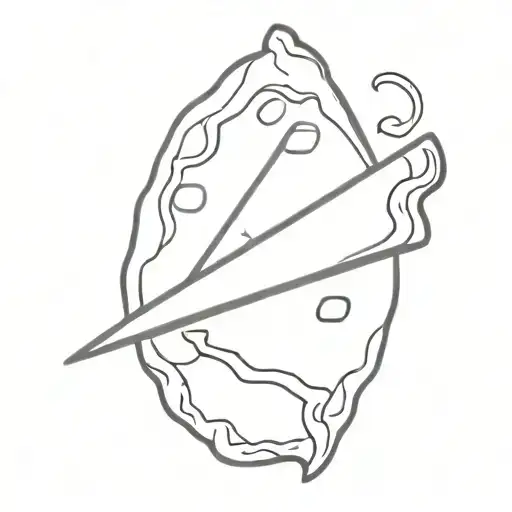 Deftones inspired pizza slice with a hidden ninja silhouette tattoo design idea