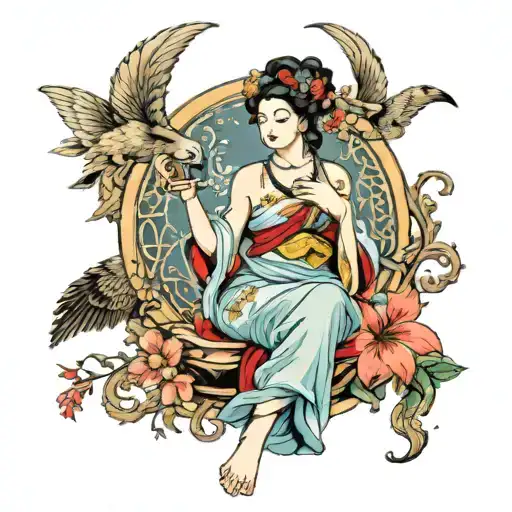 sexy Aphrodite greek goddess tattoo design idea