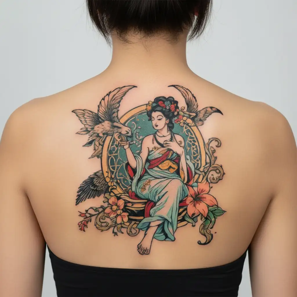 sexy Aphrodite greek goddess tattoo design idea
