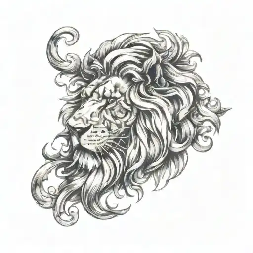 heraldic lion head tattoo design idea