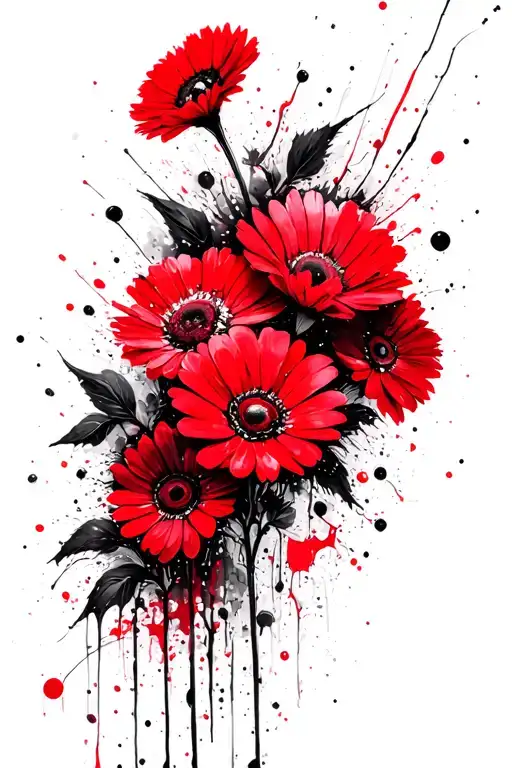 7 flowers of the months in a row middle one largest  tattoo design idea