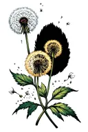 Dandelion turning tattoo design idea