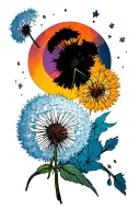 Dandelion turning tattoo design idea