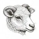 cute fine line lamb face tattoo design idea