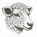 cute fine line lamb face tattoo design idea