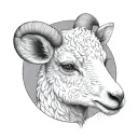 cute fine line lamb face tattoo design idea
