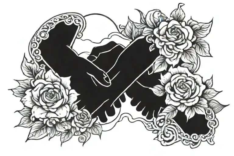 made in heaven holding hands tattoo design idea