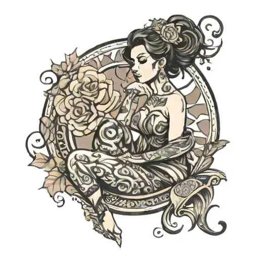 woman posing tattoo design idea
