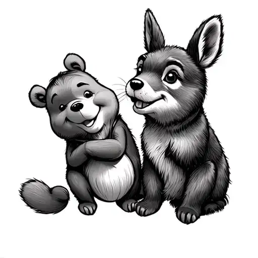  Disney, Winnie the Pooh, animals tattoo design idea