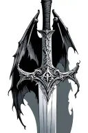 gothic sword with bat wings spread tattoo design idea
