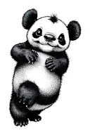 charismatic stich and panda playing tattoo design idea