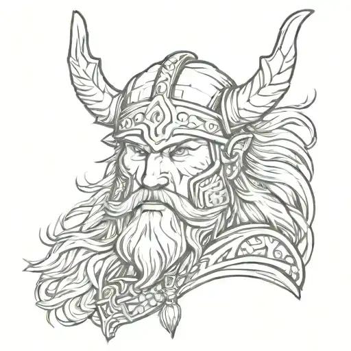 viking warrior wearing wolf head on top of his head tattoo design idea