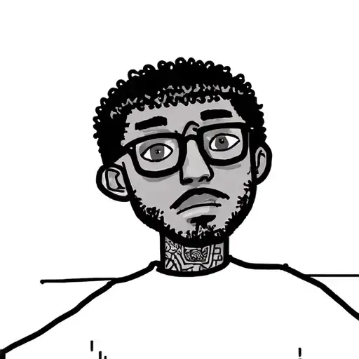 black and white semi Detailed Stick Figure. to be coloured in later. normal Dude with glasses and short bur curly hairs. tattoo design idea