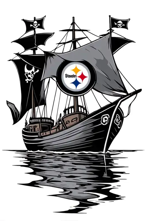 Steelers logo pirates boat tattoo design idea