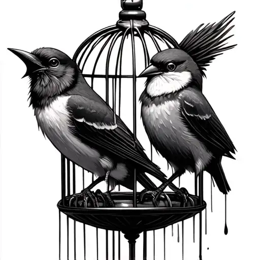 birds in a trap tattoo design idea