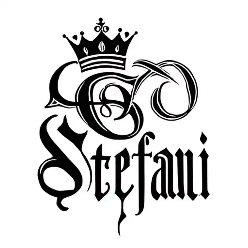 The word 'Stefani' in script with a crown over the 's' tattoo design idea