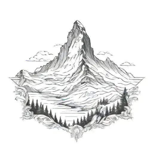 matterhorn scene tattoo design idea