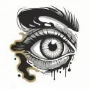 eye with question mark in the iris tattoo design idea