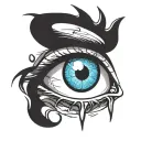 eye with question mark in the iris tattoo design idea