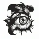 eye with question mark in the iris tattoo design idea