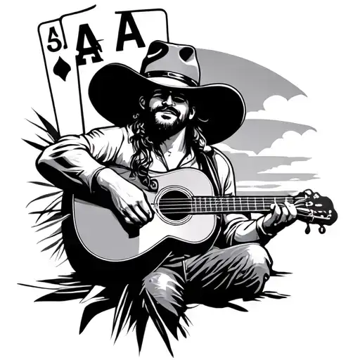 country music, san francisco, black jack, venice beach tattoo design idea