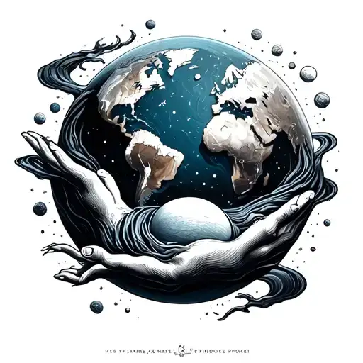 Planet Earth giving birth tattoo design idea