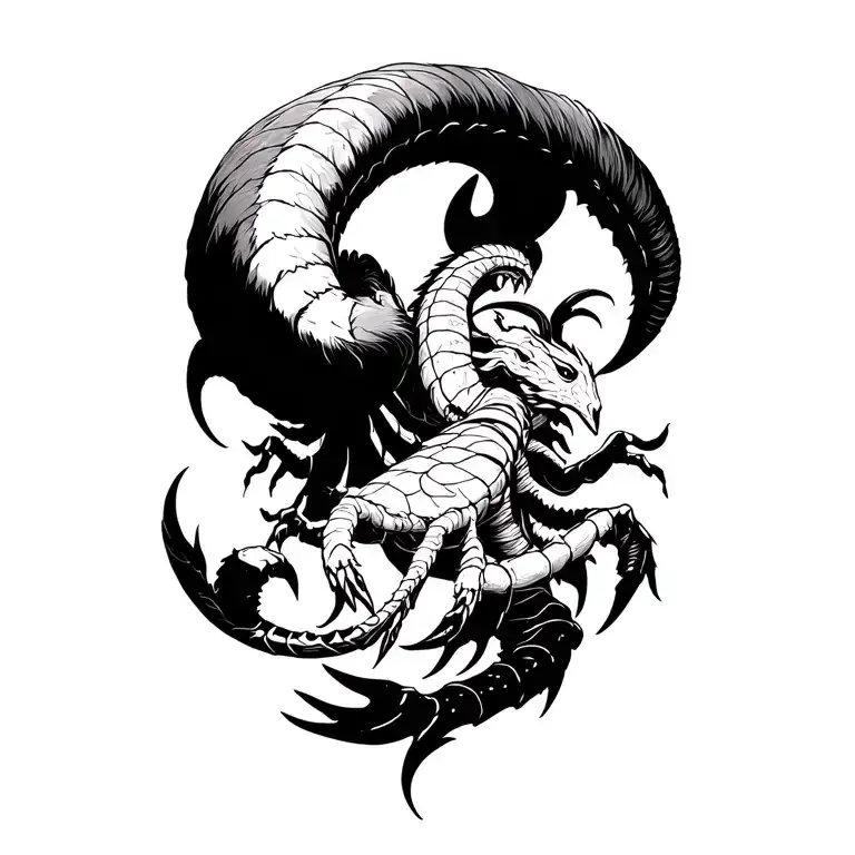 aries and scorpio locked in battle tattoo design idea
