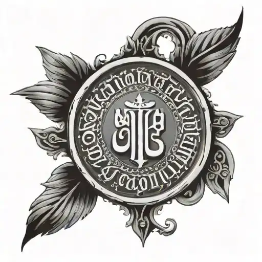 Writen Aramaic lord's prayer in circle shape inside tattoo design idea