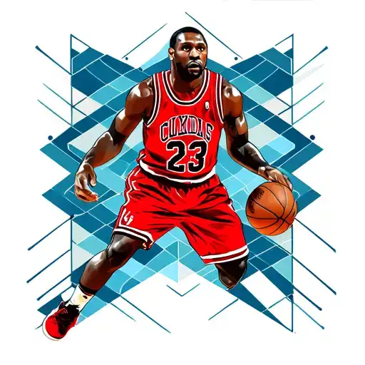 The number 23 of Michael Jordan with Michael Jordan stylized positioned above tattoo design idea