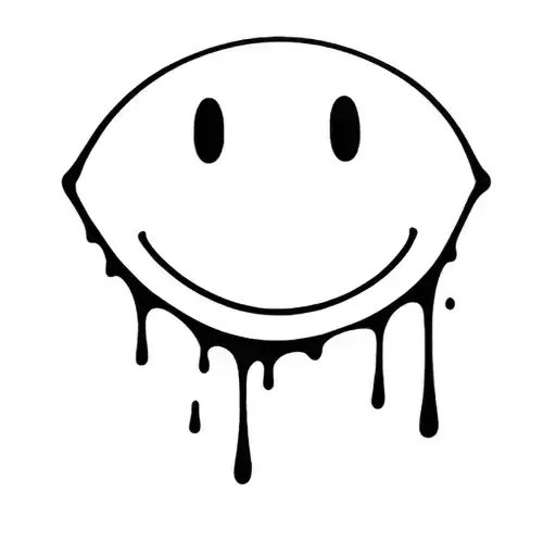 drippy smiley face melting tattoo design idea