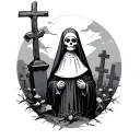 graveyard with a dead nun tattoo design idea